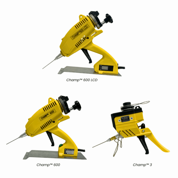 Champ™ 3, Champ™ 600, or Champ™ 600 LCD Gun with Hosel Nozzle and GIA1065 Pressure Sensitive Adhesive