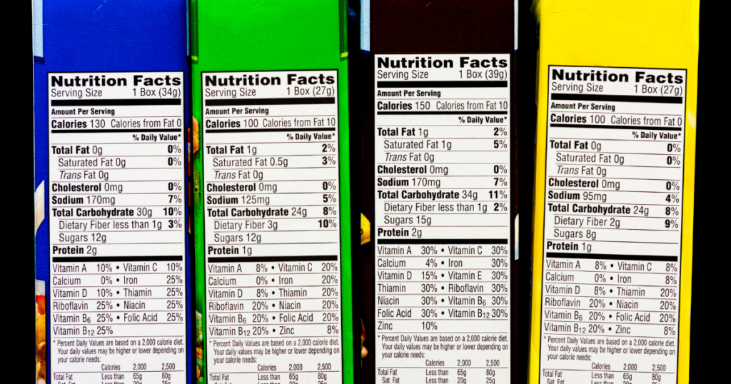 food labels side by side