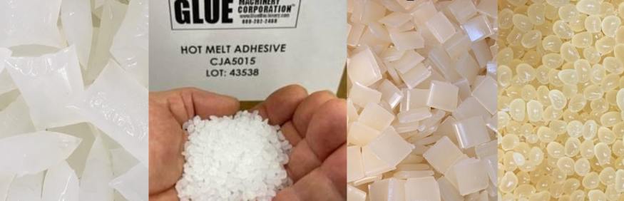 a collage of the hot melt adhesives provided by Glue Machinery